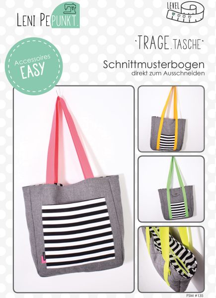 Schnittmuster TRAGE.tasche - Tasche mit langen oder kurzen Henkeln und viel Stauraum