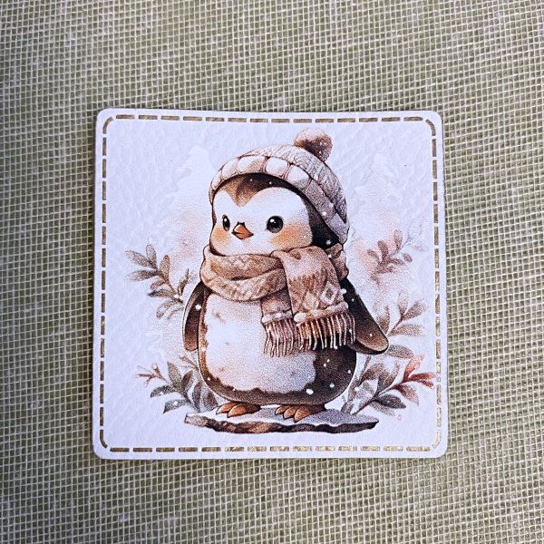 Aufnäher Label - Winter Pinguin - für einzigartige Nähprojekte, Strickwerke & Gebasteltes