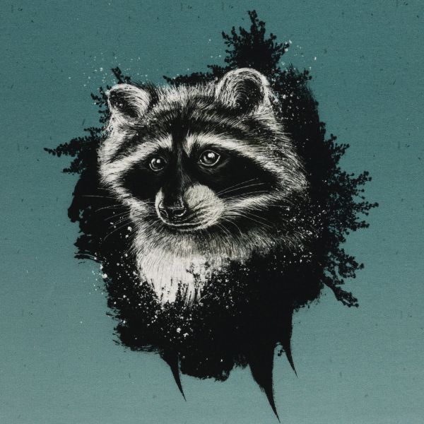 Sweat Waschbär türkis - Wyld Forest von Thorsten Berger – 85cm Panel French Terry