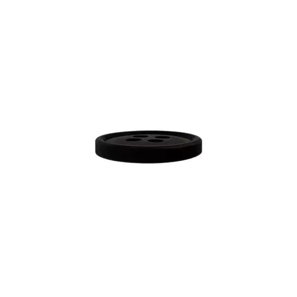 Schwarzer Knopf 11 mm aus Polyester mit 4 Löchern