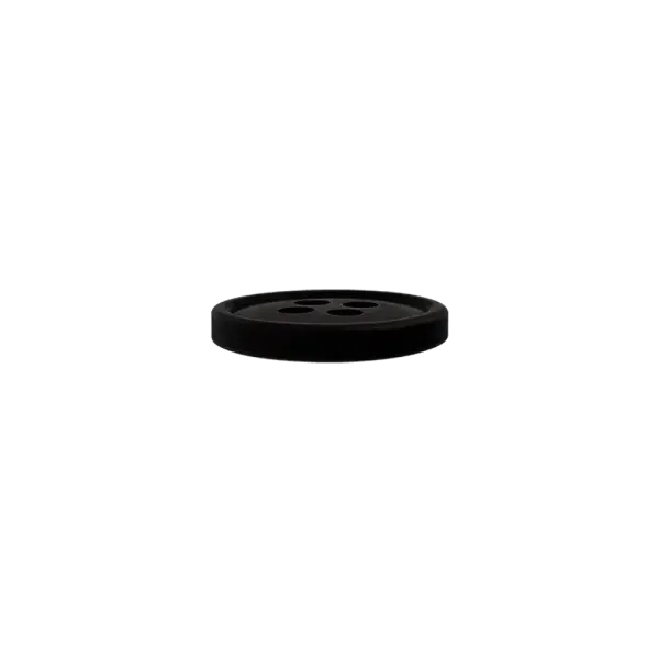 Schwarzer Knopf 11 mm aus Polyester mit 4 Löchern
