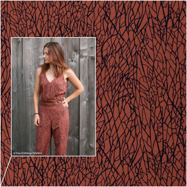 Jersey Kritzel Abstrakt rost rotbraum – Veta von Käselotti by Swafing