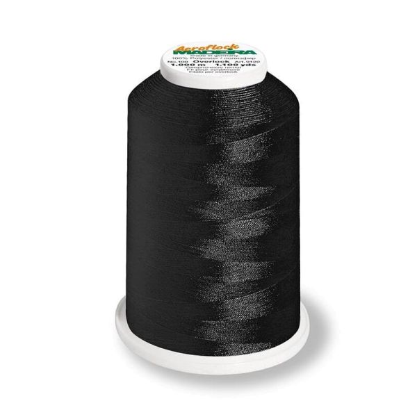 Aeroflock 100 schwarz - 1000m Bauschgarn von Madeira - Overlock Garn