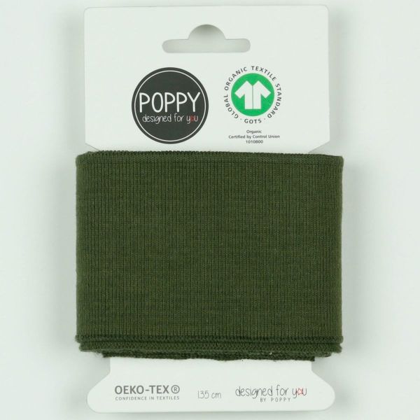 Fertigbündchen Cuff army dunkelgrün • Bio-Baumwoll Bündchen 135 cm • Poppy