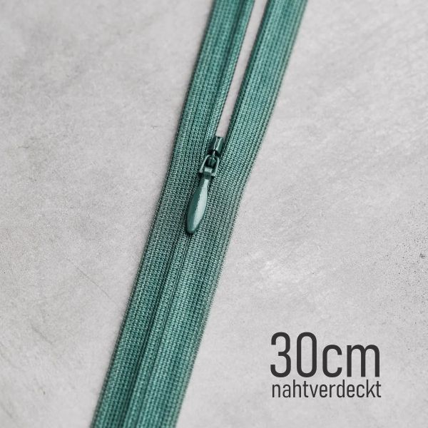Unsichtbarer Reißverschluss petrolgrün mint 30cm – meetMILK Aqua YKK