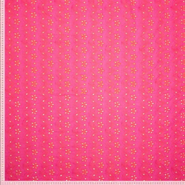 Baumwolle mit floraler Lochstickerei pink orange - luftig, weich & wunderschön