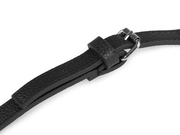 Kunstleder Taschenhenkel schwarz mit Karabinern silber 1,5cm breit