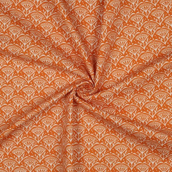 Baumwolle Canvas abstrakte Blüten orange – Dekostoff für Taschen & Deko