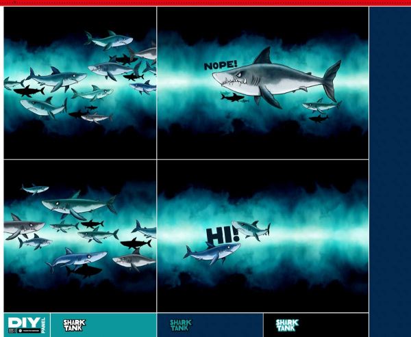 Veloursamt DIY Panel für 2 Haifisch Kissen - Salty Pillow Shark Tank Swafing - 115cm