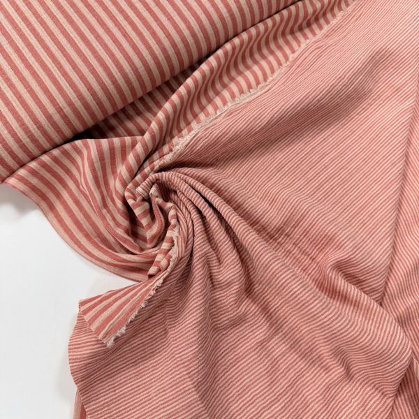 Doubleface Musselin Rosenholz Rosa gestreift