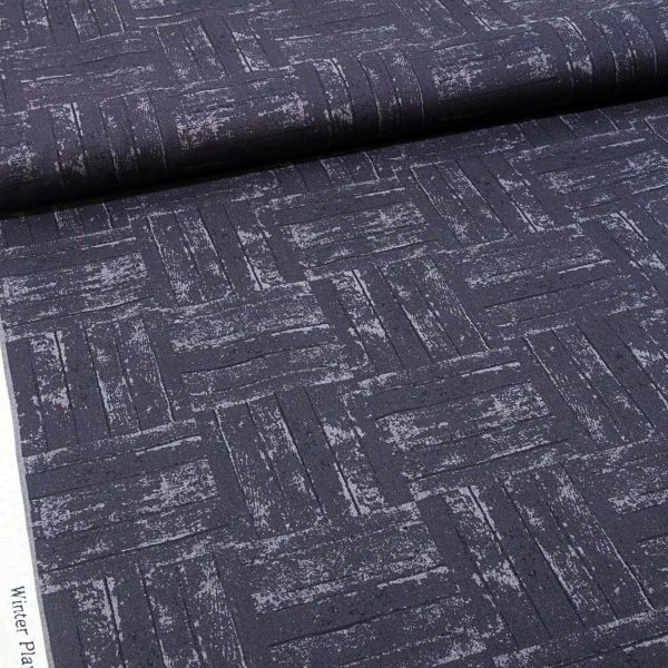 Baumwolle Vintage Parkett Holz Struktur anthrazit schwarz- Winter Playground