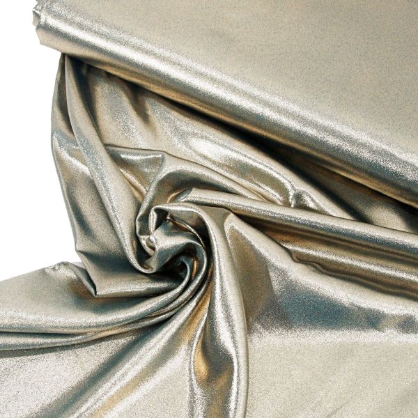 Metallic Stretch Satin gold grün – Glänzender Futterstoff Stretch Charmeuse