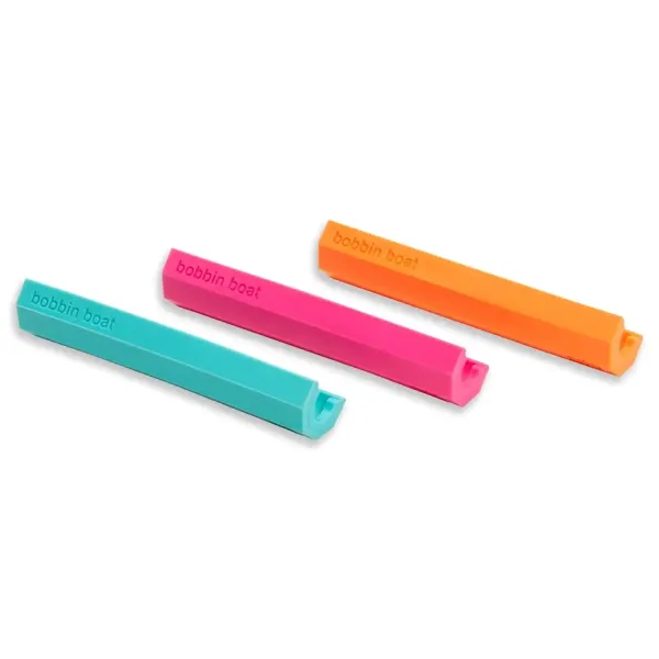 3 Spulenhalter für 30 Nähmaschinen Spulen im Set mint pink orange