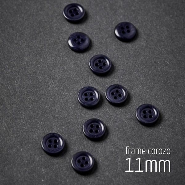 Knopf rund 11mm dunkelblau - 4 Loch Frame Corozo Button blueberry von meetMILK