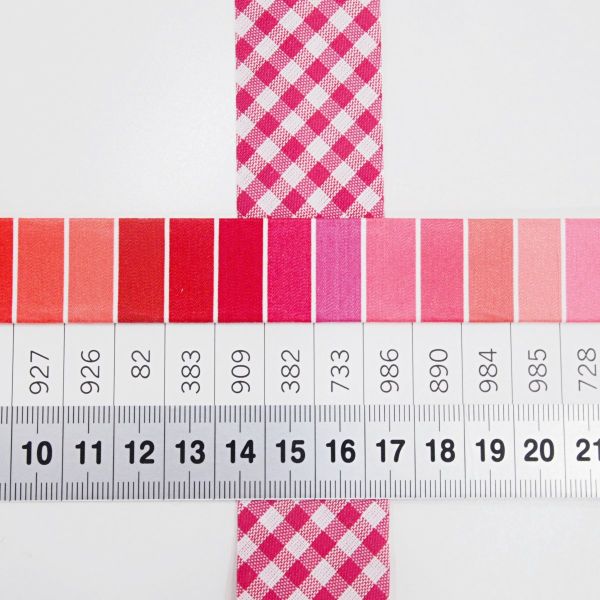 Breites Schrägband pink kariert 60/30mm gefalzt – Fb. 35 Vichykaro pink
