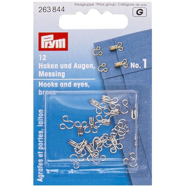 12 Haken & Augen von Prym in silber Gr. 1 Mini - Verschluß Haken Öse klein für Dessous Kleider Röcke