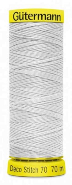 Deco Stitch 70 hellgrau - 70m kräftiges Nähgarn Fb. 0008 von Gütermann für Zierstiche und Steppnähte