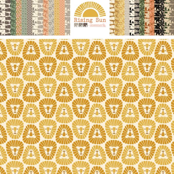 Retro Baumwolle Löwen senf gelb natur Serie Rising Sun von Cotton Steel