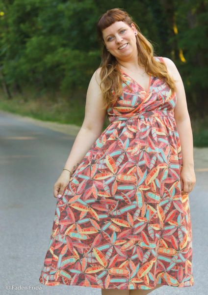 Waffeljersey Blätter braun – Waffelstruktur Jersey Viento Bienvenido Colorido