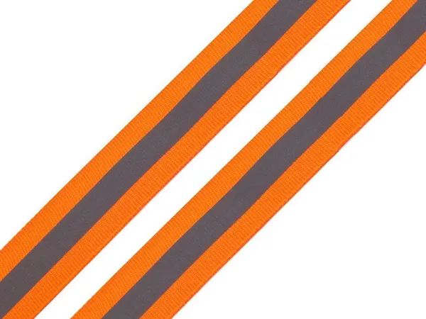 Reflektorband neon orange silber 2,5cm breit - Reflexband reflektiert im Dunkeln für mehr Sichtbarke