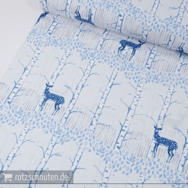 Baumwolle Hirsch im Winter Wald – FROST Sarah Watts Cotton & Steel