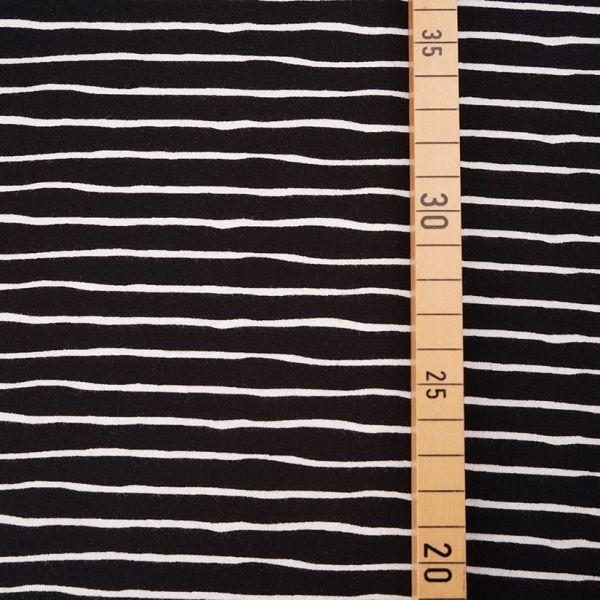 Bio Baumwolljersey Good Vibes black – Streifen in schwarz von Stoffonkel