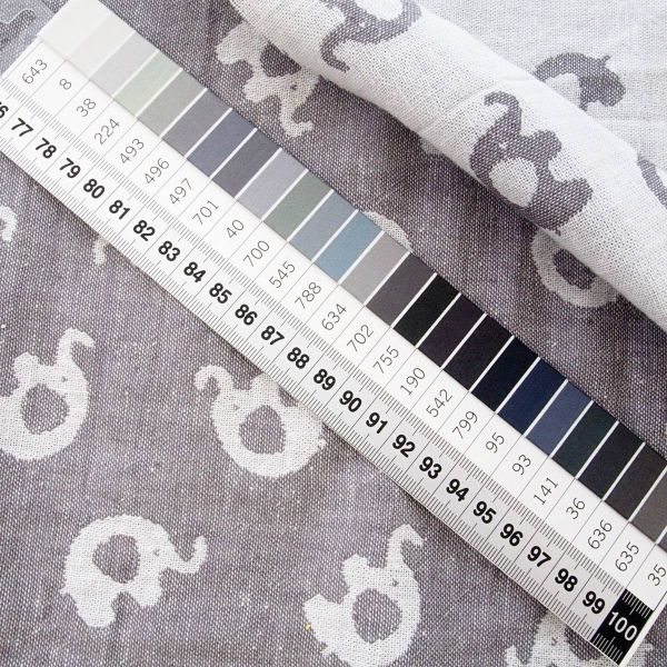 Baumwolle Musselin Jacquard Elefanten grau weiß – Doubleface Elephant grey