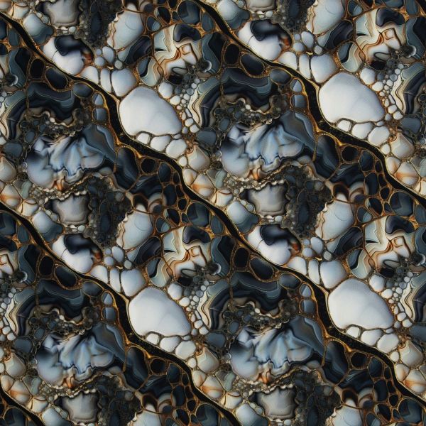 Oxford Gewebe für Taschen - Flowing Bloom - Marmor anthrazit gold – Design von Sarah Mariam für Swaf