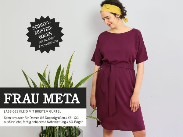 Schnittmuster FRAU META • lässiges Kleid mit breitem Gürtel von Studio Schnittreif • Gr. XS-XXL