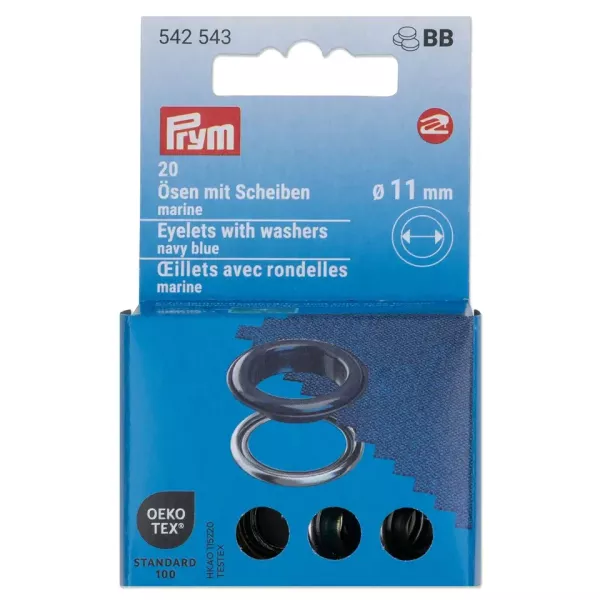 20 Ösen mit Scheiben 11mm navy blau - für das Prym Vario Creative Tool