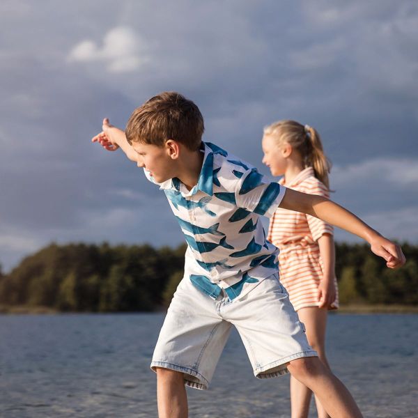 Baumwolle große Fische im Aquarell Stil creme petrol blau - Phishies L von See You At Six