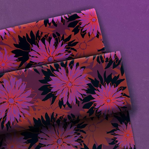 Viskose Kleider & Hosenstoff Blüten violett orange - Asteria by Thorsten Berger von Swafing-Copy