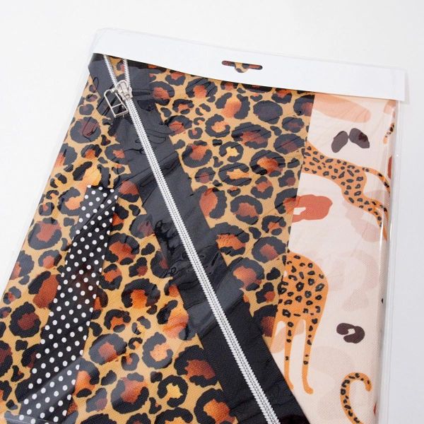 Näh dir eine WashBag • Leo Print dunkelbraun beige • Kulturtasche DIY Nähset Waschtasche