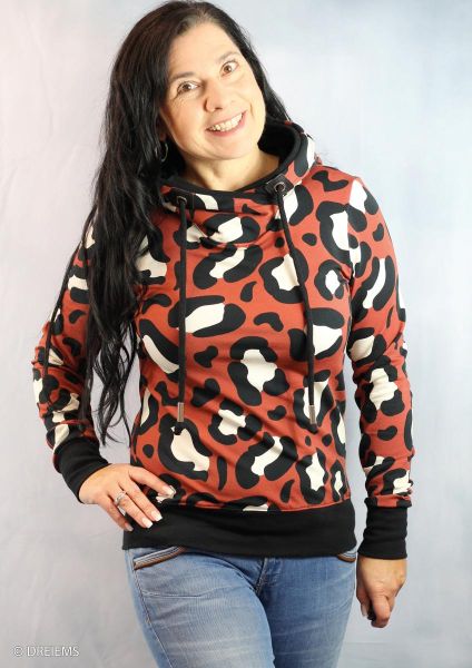 Modal Sweat Maxi Leo Print rost rotbraun – Serie Sandra von Swafing