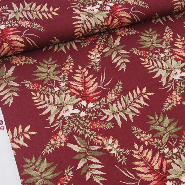Baumwolle Farn Zweige Gräser rost rot bunt - Seamstress Fern 9768R