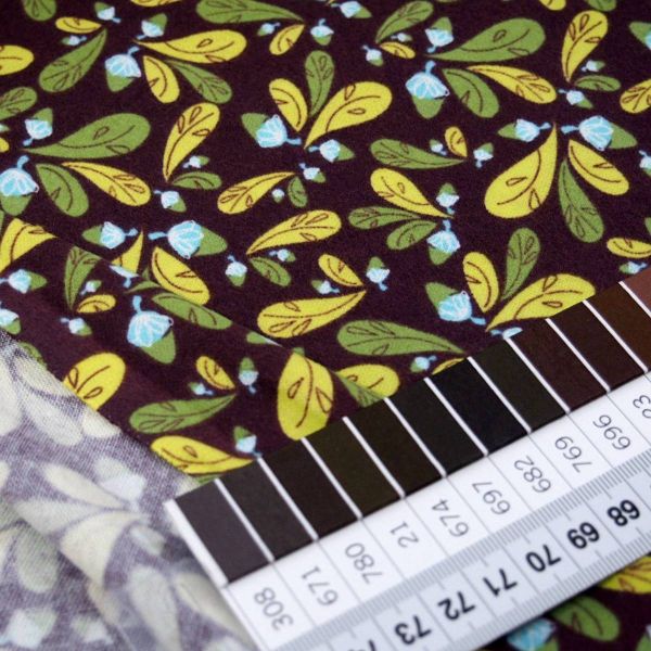 Flanell Blätter Eicheln braun grün – weiche Baumwolle Serie Whoo's Cute