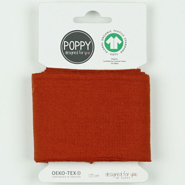 Cuffs Bündchen uni rost für Hoodie & Co - 7cm hoch 135cm lang