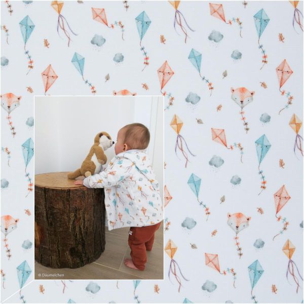 Double Slub Musselin Fuchs Drachen weiß bunt – Double Gauze Wild & Airy by Swafing