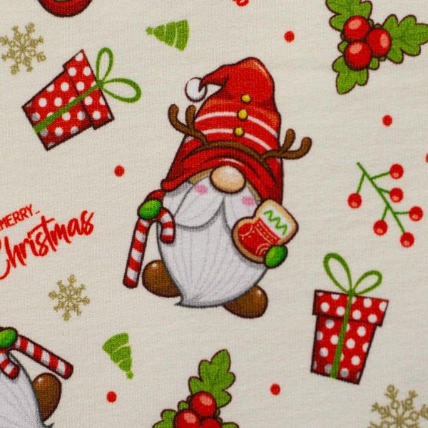 Sweat mit kleinen Winter Weihnachts Wichteln und Zuckerstangen - French Terry Holly by Swafing