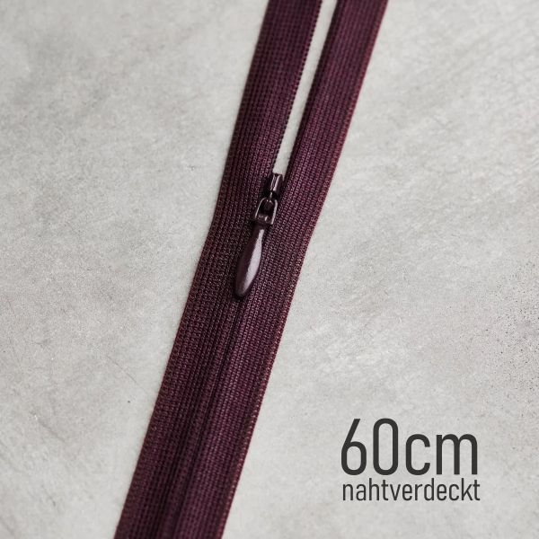 meetMILK Nahtreißverschluss Maroon 60cm – bordeaux weinrot YKK