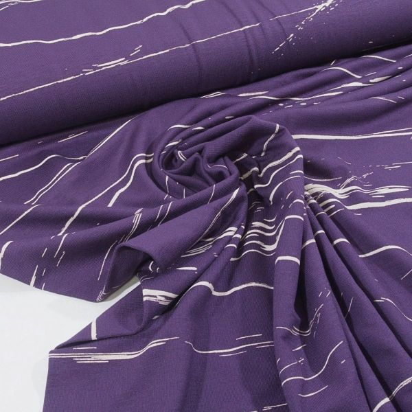 SAJA ECOVERO™ Viskose Stretch Jersey - Mind the Maker Stray Lines plum