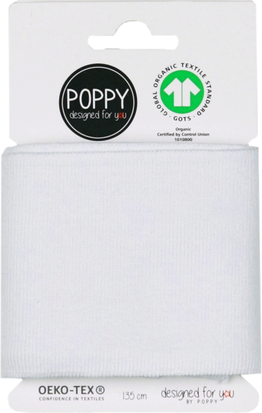 Cuffs Bündchen uni weiß grün für Hoodie & Co - 7cm hoch 135cm lang