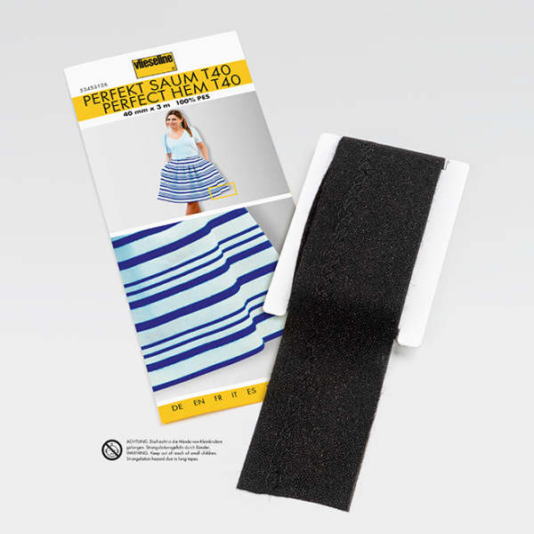 Vlieseline Saumfix PERFEKT SAUM T40 schwarz – Säume anbügeln und fixieren (3m)