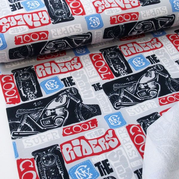 Sweat Motorrad grau blau - French Terry Cool Riders on the Storm