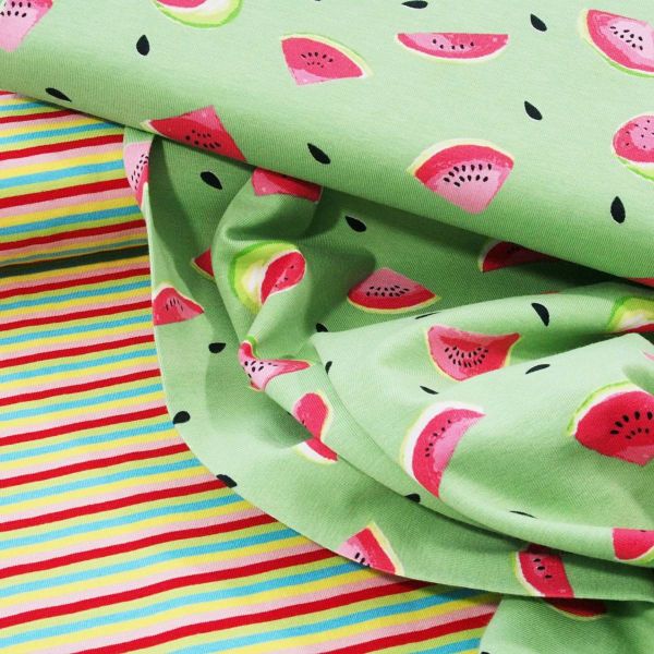 Jersey mit Streifen 4mm Regenbogen bunt – Baumwolljersey Ringeljersey