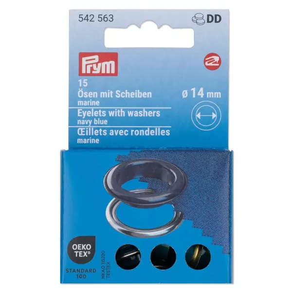 15 Ösen mit Scheiben 14mm navy blau - für das Prym Vario Creative Tool