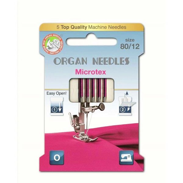 ORGAN ECO Nähmaschinen Nadeln – Microtex 80/12 für Seide Softshell Microfasergewebe