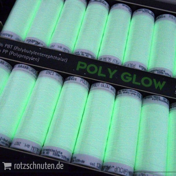 POLY GLOW Leuchtgarn von Mettler - 100m Qualitäts Nähgarn, Stickgarn, Nähseide