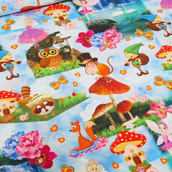 Deko Canvas Märchenwelt kunterbunt - 140cm Baumwolle Digitaldruck