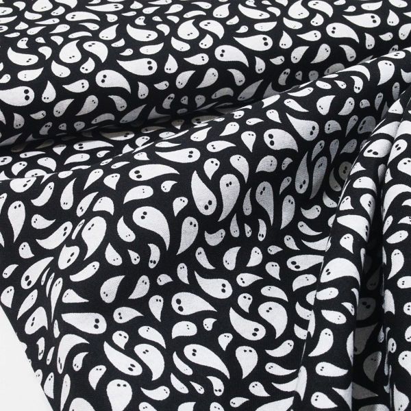 Baumwolle kleine Geister schwarz weiß Halloween - Midnight Magic 24081